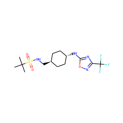 CC(C)(C)S(=O)(=O)NC[C@H]1CC[C@H](Nc2nc(C(F)(F)F)no2)CC1 ZINC000261177047