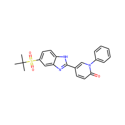 CC(C)(C)S(=O)(=O)c1ccc2[nH]c(-c3ccc(=O)n(-c4ccccc4)c3)nc2c1 ZINC000084687179