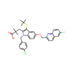 CC(C)(C)Sc1c(CC(C)(C)C(=O)O)n(Cc2ccc(Cl)cc2)c2ccc(OCc3ccc4cc(F)ccc4n3)cc12 ZINC000003943775