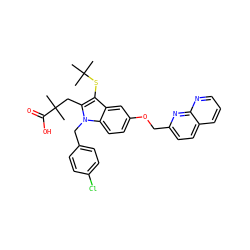 CC(C)(C)Sc1c(CC(C)(C)C(=O)O)n(Cc2ccc(Cl)cc2)c2ccc(OCc3ccc4cccnc4n3)cc12 ZINC000001535735