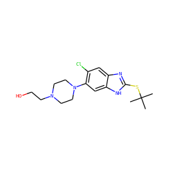 CC(C)(C)Sc1nc2cc(Cl)c(N3CCN(CCO)CC3)cc2[nH]1 ZINC000029050067