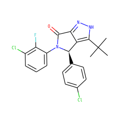 CC(C)(C)c1[nH]nc2c1[C@@H](c1ccc(Cl)cc1)N(c1cccc(Cl)c1F)C2=O ZINC000224097733