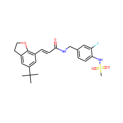 CC(C)(C)c1cc(/C=C/C(=O)NCc2ccc(NS(C)(=O)=O)c(F)c2)c2c(c1)CCO2 ZINC000040955122