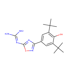 CC(C)(C)c1cc(-c2noc(N=C(N)N)n2)cc(C(C)(C)C)c1O ZINC000027199528