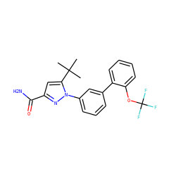 CC(C)(C)c1cc(C(N)=O)nn1-c1cccc(-c2ccccc2OC(F)(F)F)c1 ZINC000058591650