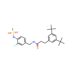CC(C)(C)c1cc(CCC(=O)NCc2ccc(NS(C)(=O)=O)c(F)c2)cc(C(C)(C)C)c1 ZINC000040954517