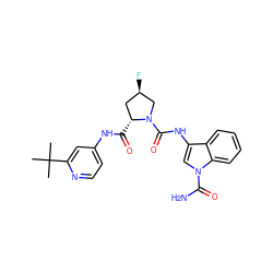 CC(C)(C)c1cc(NC(=O)[C@@H]2C[C@@H](F)CN2C(=O)Nc2cn(C(N)=O)c3ccccc23)ccn1 ZINC000148224053