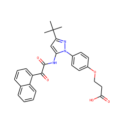 CC(C)(C)c1cc(NC(=O)C(=O)c2cccc3ccccc23)n(-c2ccc(OCCC(=O)O)cc2)n1 ZINC000063540267