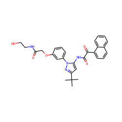 CC(C)(C)c1cc(NC(=O)C(=O)c2cccc3ccccc23)n(-c2cccc(OCC(=O)NCCO)c2)n1 ZINC000063540263