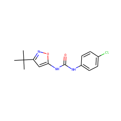 CC(C)(C)c1cc(NC(=O)Nc2ccc(Cl)cc2)on1 ZINC000003834001