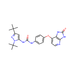 CC(C)(C)c1cc(NC(=O)Nc2ccc(Oc3ccnc4[nH]c(=O)[nH]c34)cc2)n(C(C)(C)C)n1 ZINC000049068539