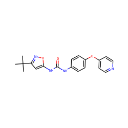 CC(C)(C)c1cc(NC(=O)Nc2ccc(Oc3ccncc3)cc2)on1 ZINC000040897151