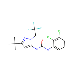 CC(C)(C)c1cc(NC(=O)Nc2cccc(Cl)c2Cl)n(CC(F)(F)F)n1 ZINC000003833985