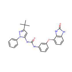 CC(C)(C)c1cc(NC(=O)Nc2cccc(Oc3cccc4[nH]c(=O)[nH]c34)c2)n(-c2ccccc2)n1 ZINC000045365573