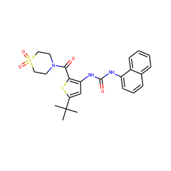 CC(C)(C)c1cc(NC(=O)Nc2cccc3ccccc23)c(C(=O)N2CCS(=O)(=O)CC2)s1 ZINC000035834808