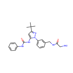 CC(C)(C)c1cc(NC(=O)Nc2ccccc2)n(-c2cccc(CNC(=O)CN)c2)n1 ZINC000058609435