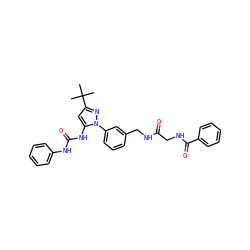 CC(C)(C)c1cc(NC(=O)Nc2ccccc2)n(-c2cccc(CNC(=O)CNC(=O)c3ccccc3)c2)n1 ZINC000058538346