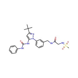 CC(C)(C)c1cc(NC(=O)Nc2ccccc2)n(-c2cccc(CNC(=O)CNS(C)(=O)=O)c2)n1 ZINC000058582490