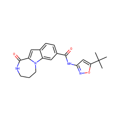CC(C)(C)c1cc(NC(=O)c2ccc3cc4n(c3c2)CCCNC4=O)no1 ZINC000147708817