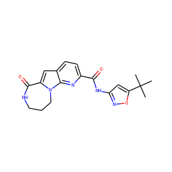 CC(C)(C)c1cc(NC(=O)c2ccc3cc4n(c3n2)CCCNC4=O)no1 ZINC000147086600