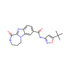 CC(C)(C)c1cc(NC(=O)c2ccc3nc4n(c3c2)CCCNC4=O)no1 ZINC000148462428