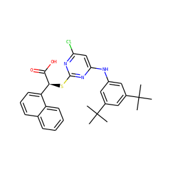 CC(C)(C)c1cc(Nc2cc(Cl)nc(S[C@H](C(=O)O)c3cccc4ccccc34)n2)cc(C(C)(C)C)c1 ZINC000066075491