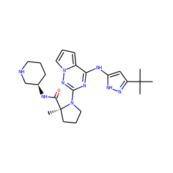 CC(C)(C)c1cc(Nc2nc(N3CCC[C@@]3(C)C(=O)N[C@@H]3CCCNC3)nn3cccc23)[nH]n1 ZINC000169697100