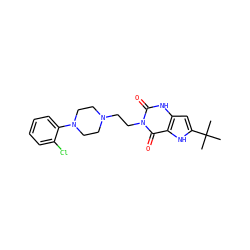 CC(C)(C)c1cc2[nH]c(=O)n(CCN3CCN(c4ccccc4Cl)CC3)c(=O)c2[nH]1 ZINC000072113724