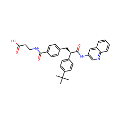 CC(C)(C)c1ccc([C@@H](Cc2ccc(C(=O)NCCC(=O)O)cc2)C(=O)Nc2cnc3ccccc3c2)cc1 ZINC000026161950