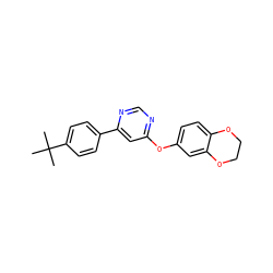 CC(C)(C)c1ccc(-c2cc(Oc3ccc4c(c3)OCCO4)ncn2)cc1 ZINC000014974047