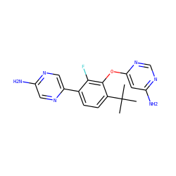 CC(C)(C)c1ccc(-c2cnc(N)cn2)c(F)c1Oc1cc(N)ncn1 ZINC000224558799