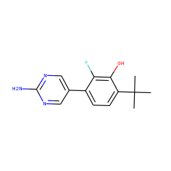 CC(C)(C)c1ccc(-c2cnc(N)nc2)c(F)c1O ZINC000224554250