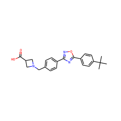 CC(C)(C)c1ccc(-c2nc(-c3ccc(CN4CC(C(=O)O)C4)cc3)no2)cc1 ZINC000013673880