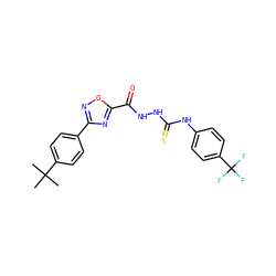 CC(C)(C)c1ccc(-c2noc(C(=O)NNC(=S)Nc3ccc(C(F)(F)F)cc3)n2)cc1 ZINC000040881448