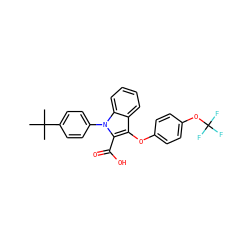 CC(C)(C)c1ccc(-n2c(C(=O)O)c(Oc3ccc(OC(F)(F)F)cc3)c3ccccc32)cc1 ZINC000028526218
