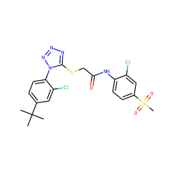 CC(C)(C)c1ccc(-n2nnnc2SCC(=O)Nc2ccc(S(C)(=O)=O)cc2Cl)c(Cl)c1 ZINC000003960581