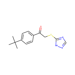 CC(C)(C)c1ccc(C(=O)CSc2ncn[nH]2)cc1 ZINC000005736684