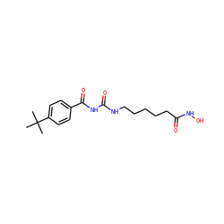 CC(C)(C)c1ccc(C(=O)NC(=O)NCCCCCC(=O)NO)cc1 ZINC000049034936