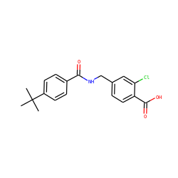CC(C)(C)c1ccc(C(=O)NCc2ccc(C(=O)O)c(Cl)c2)cc1 ZINC001772618478