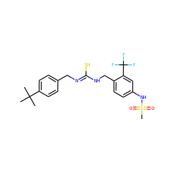 CC(C)(C)c1ccc(C/N=C(\S)NCc2ccc(NS(C)(=O)=O)cc2C(F)(F)F)cc1 ZINC000028461807