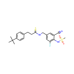 CC(C)(C)c1ccc(CCC(=S)NCc2cc(F)c(NS(C)(=O)=O)c(C#N)c2)cc1 ZINC000045339793
