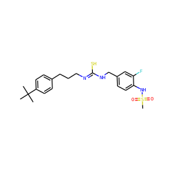 CC(C)(C)c1ccc(CCC/N=C(\S)NCc2ccc(NS(C)(=O)=O)c(F)c2)cc1 ZINC000013672851