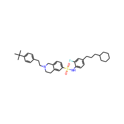 CC(C)(C)c1ccc(CCN2CCc3cc(S(=O)(=O)Nc4ccc(CCCC5CCCCC5)cc4F)ccc3C2)cc1 ZINC000261164356