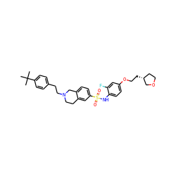 CC(C)(C)c1ccc(CCN2CCc3cc(S(=O)(=O)Nc4ccc(OCC[C@@H]5CCOC5)cc4F)ccc3C2)cc1 ZINC000220167430