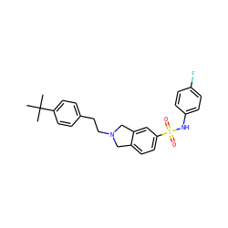 CC(C)(C)c1ccc(CCN2Cc3ccc(S(=O)(=O)Nc4ccc(F)cc4)cc3C2)cc1 ZINC000473086962