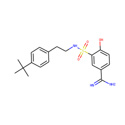 CC(C)(C)c1ccc(CCNS(=O)(=O)c2cc(C(=N)N)ccc2O)cc1 ZINC000040848023