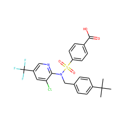 CC(C)(C)c1ccc(CN(c2ncc(C(F)(F)F)cc2Cl)S(=O)(=O)c2ccc(C(=O)O)cc2)cc1 ZINC000113159599
