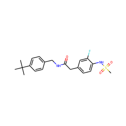 CC(C)(C)c1ccc(CNC(=O)Cc2ccc(NS(C)(=O)=O)c(F)c2)cc1 ZINC000028455410