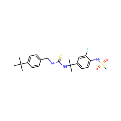 CC(C)(C)c1ccc(CNC(=S)NC(C)(C)c2ccc(NS(C)(=O)=O)c(F)c2)cc1 ZINC000014973388