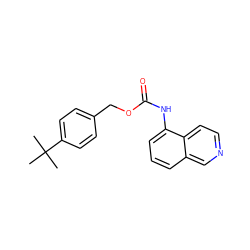 CC(C)(C)c1ccc(COC(=O)Nc2cccc3cnccc23)cc1 ZINC000013608768